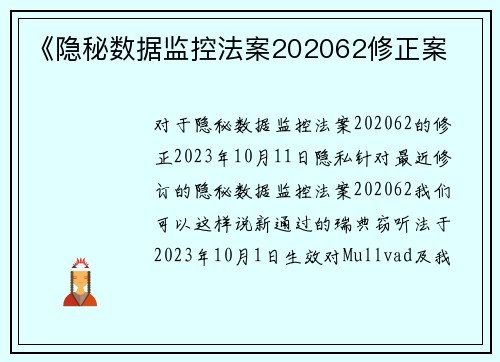 《隐秘数据监控法案202062修正案 