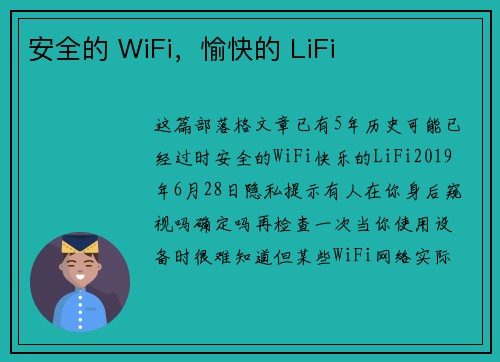 安全的 WiFi，愉快的 LiFi 